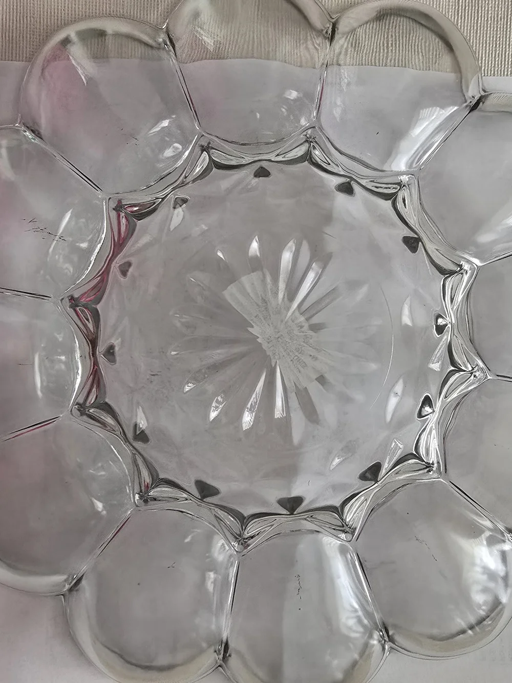 Clear Glass Scalloped Serving Bowl by
